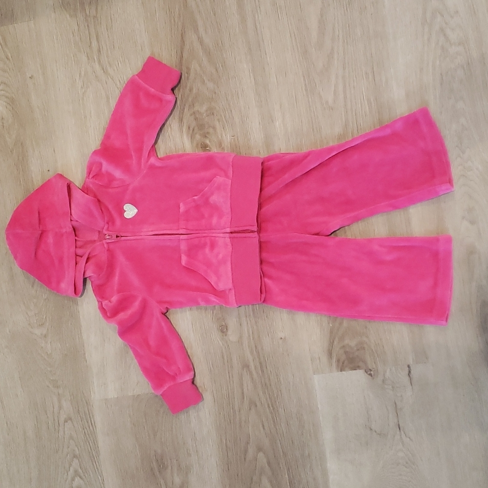 💋3for$10  Hot pink 2 piece velour jogging suit 9-12m